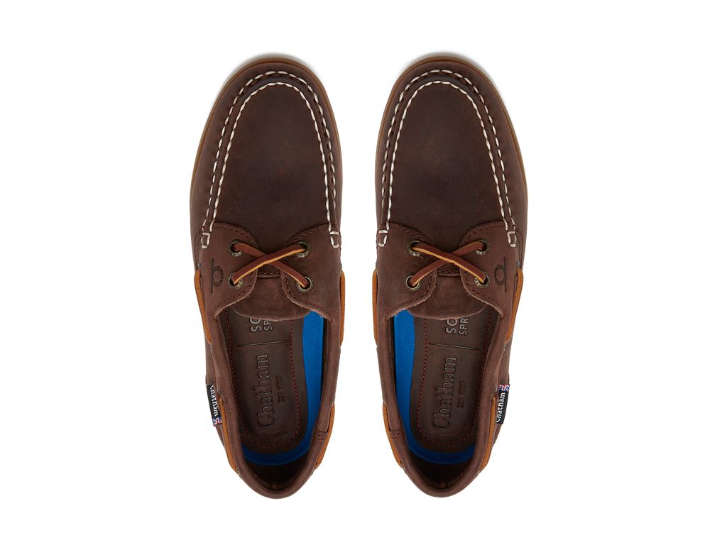 Chatham Women's Deck Lady II G2 Boat Shoe - Blue Leather, Enhanced Grip Sole, Poron Cushioning