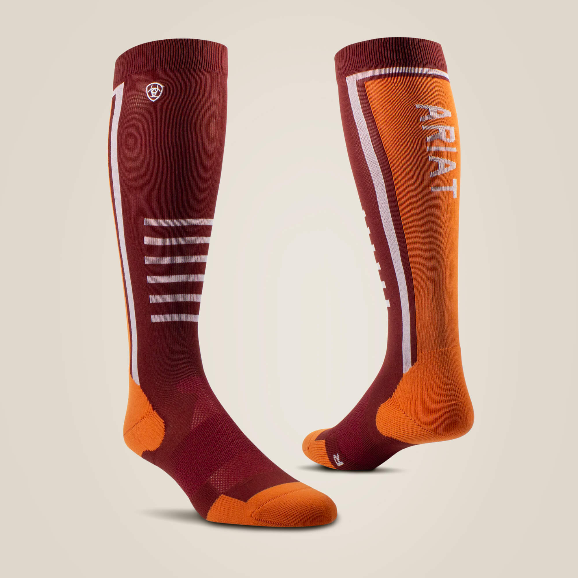 Ariat AriatTEK Slimline Performance Socks - Fired Brick/Pumpkin