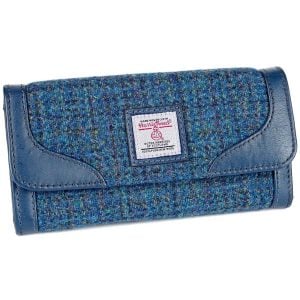 Heather Evie Harris Tweed Purse - Peacock Blue