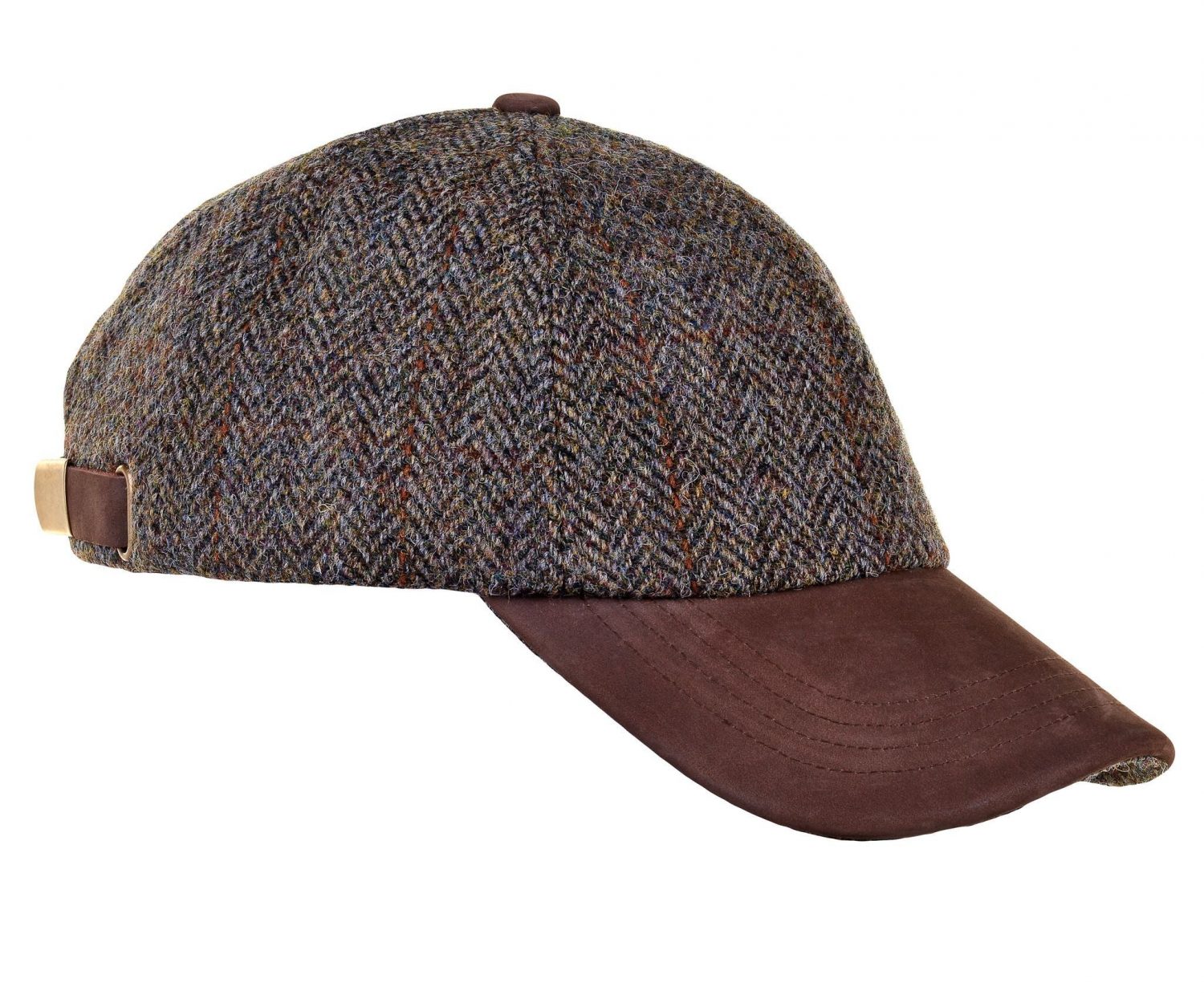 Heather Glencairn Harris Tweed Cap - Green/Brown Herringbone