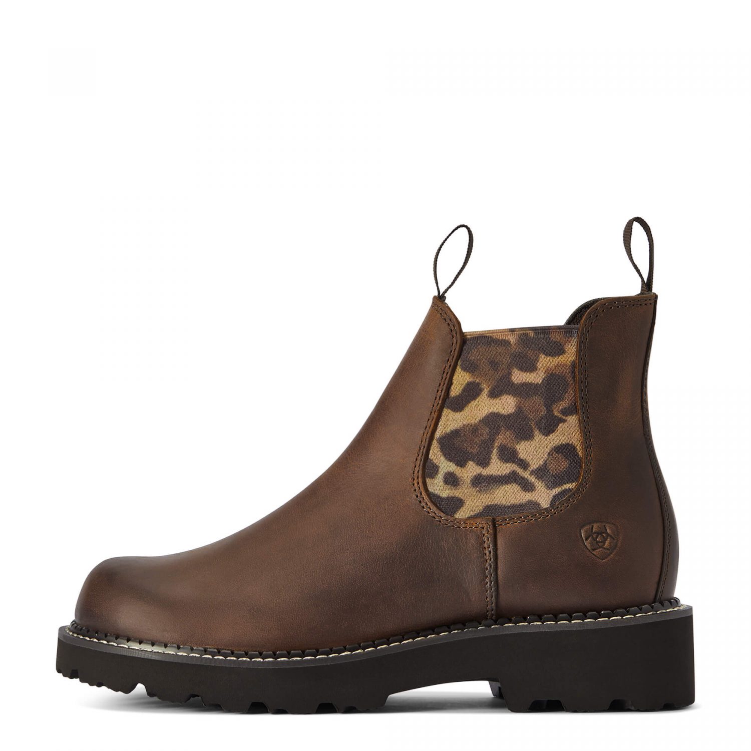 Ariat Fatbaby Twin Gore Western Boots - Distressed Tan/Leopard Gore