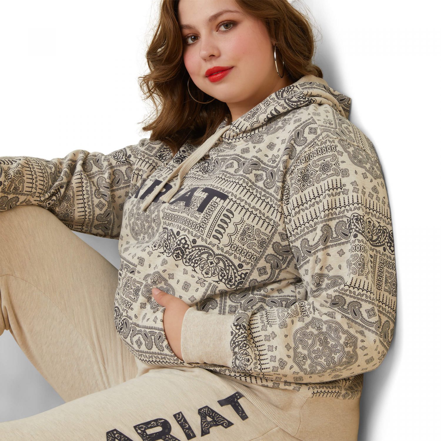 Ariat Real Paisley Hoodie - Oatmeal/Paisley Print