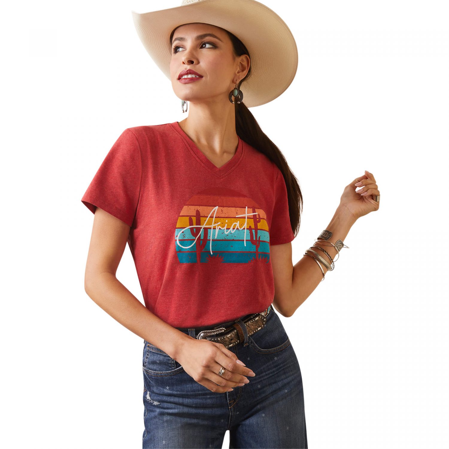 Ariat Real Horizon T-Shirt - Aura Orange Heather