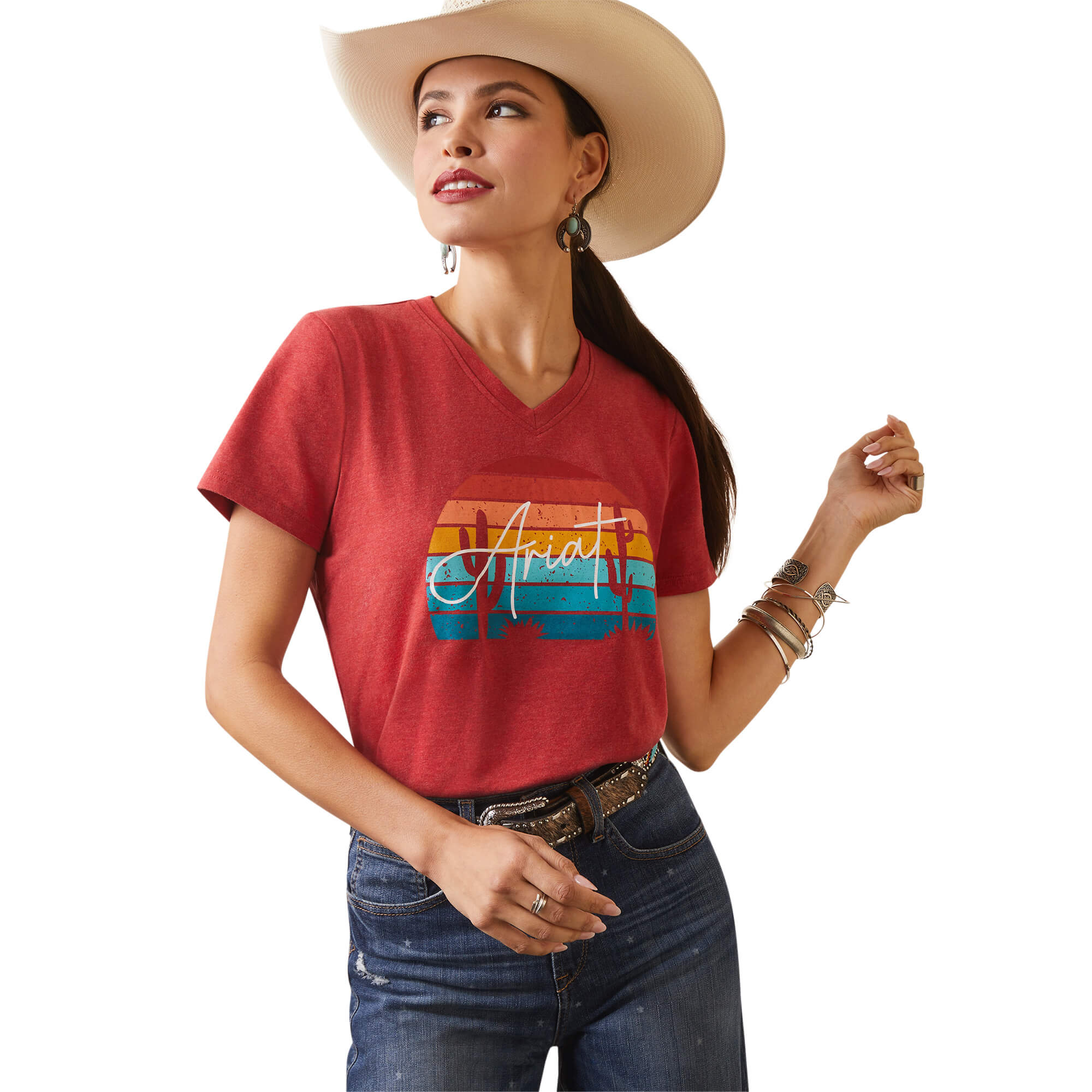 Ariat Real Horizon T-Shirt - Aura Orange Heather