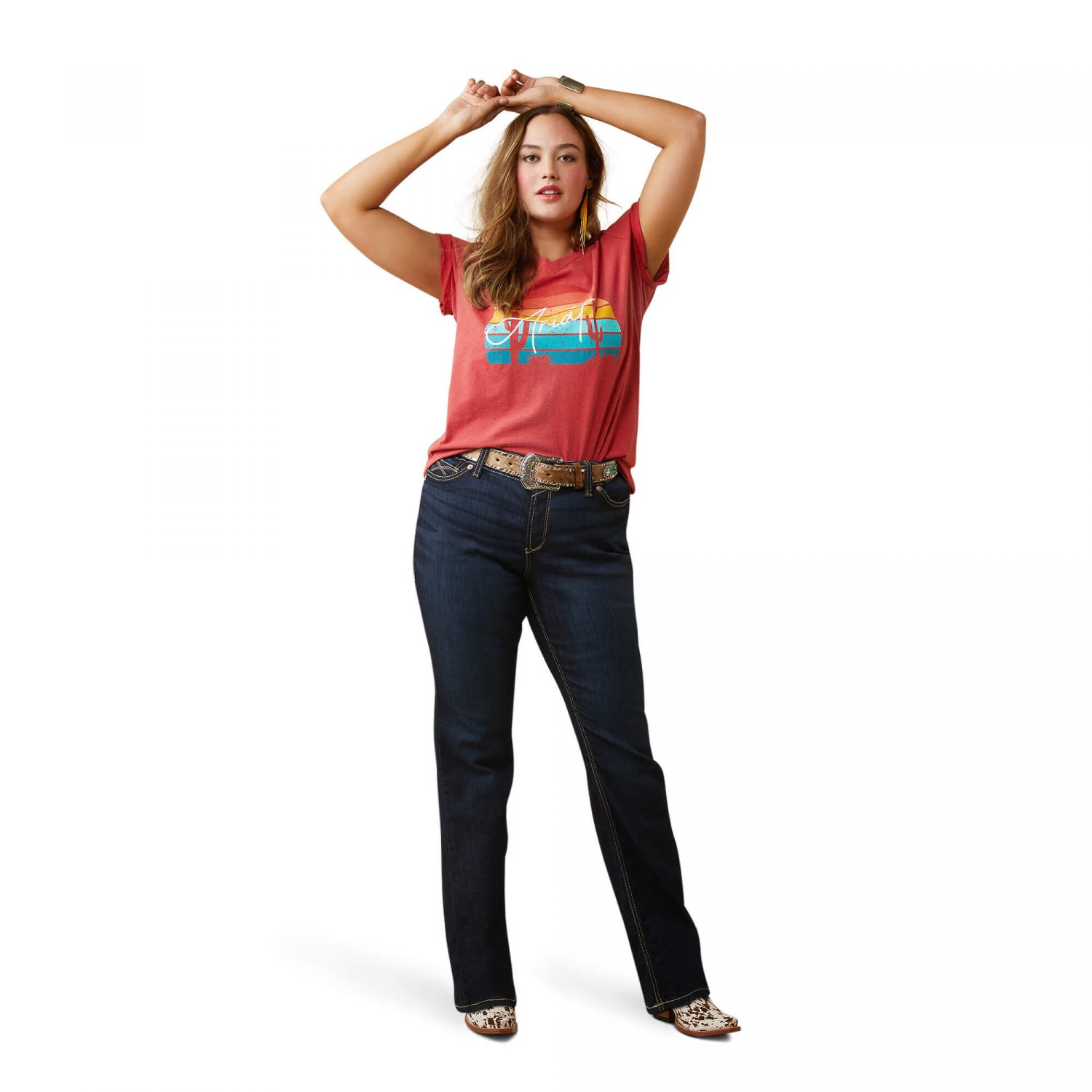 Ariat Real Horizon T-Shirt - Aura Orange Heather