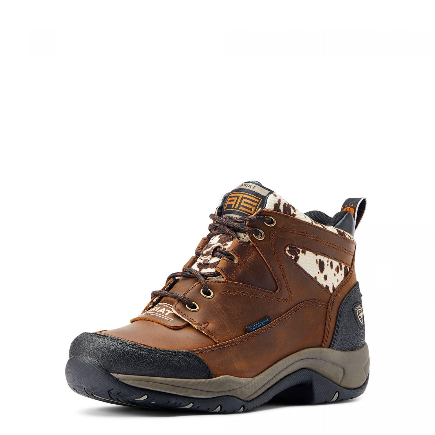 Ariat Terrain H2O Boots - Distressed Brown/Cow Print