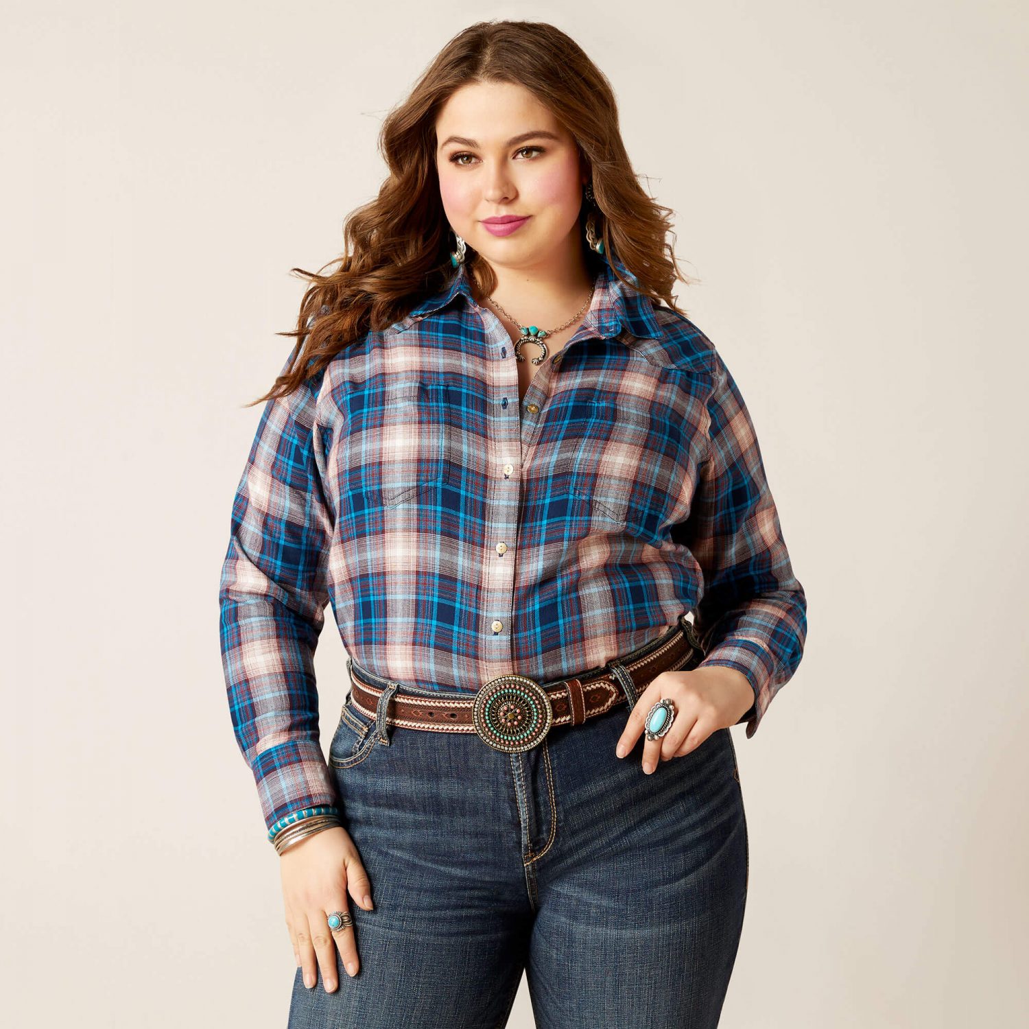 Ariat Real Billie Jean Shirt - Woodland Plaid