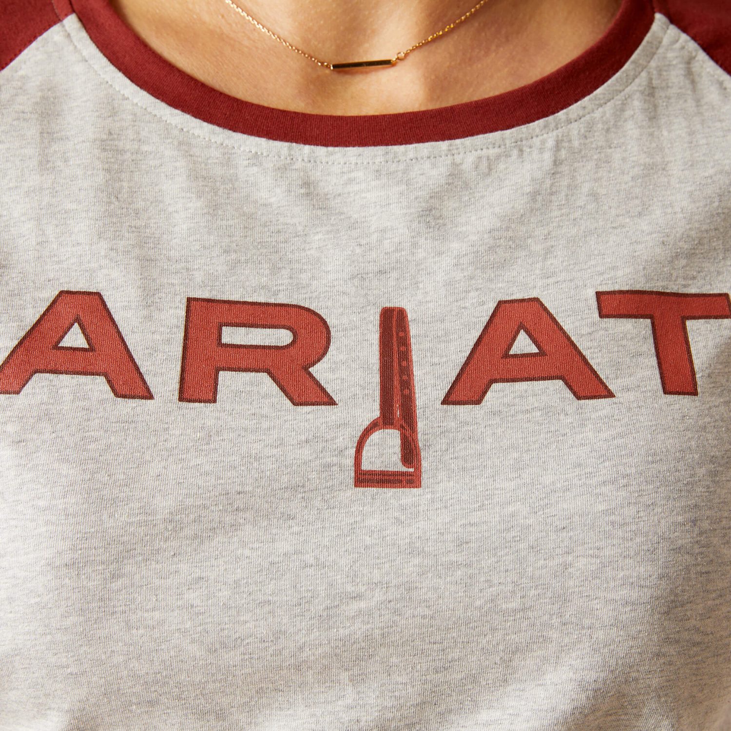 Ariat Stirrup Leather T-Shirt - Heather Grey/Fired Brick