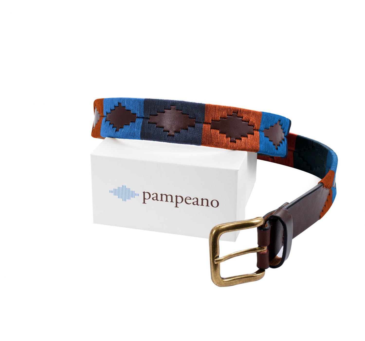 Pampeano Lumbre Polo Belt - Navy Blue/Burned Orange