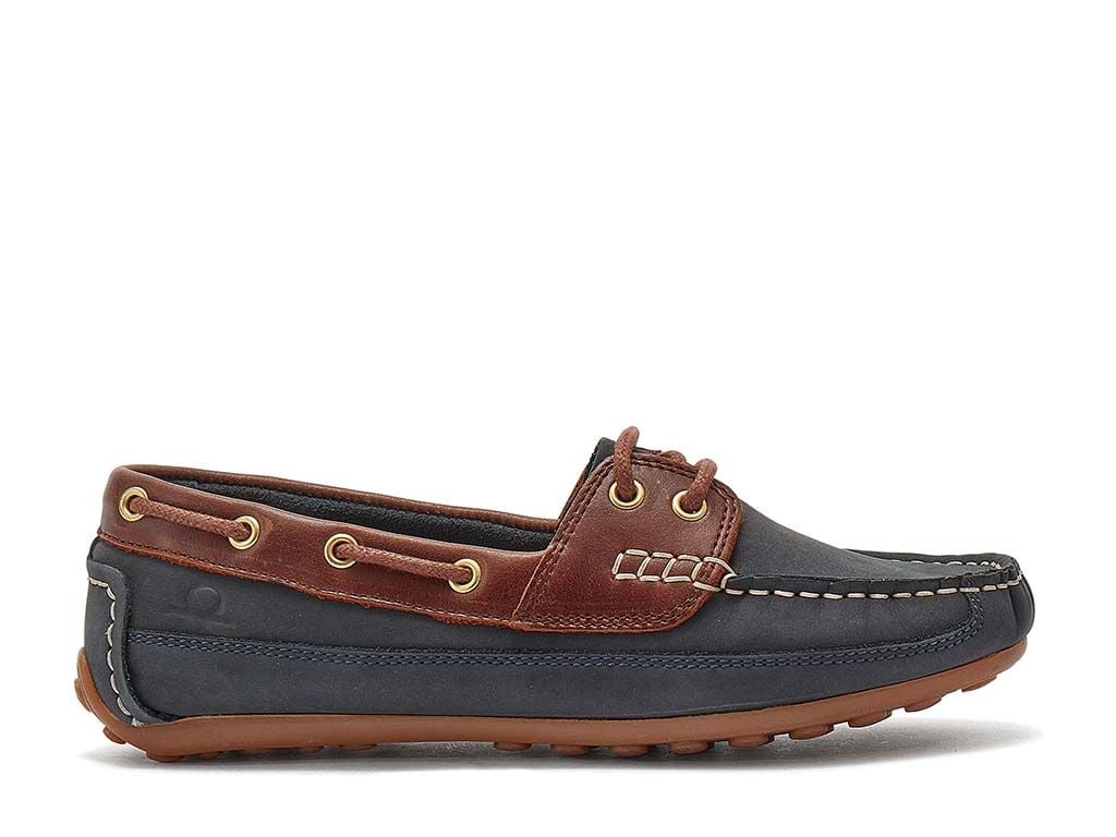 Chatham Cromer Nubuck Driving Moccasins - Navy/Burgundy