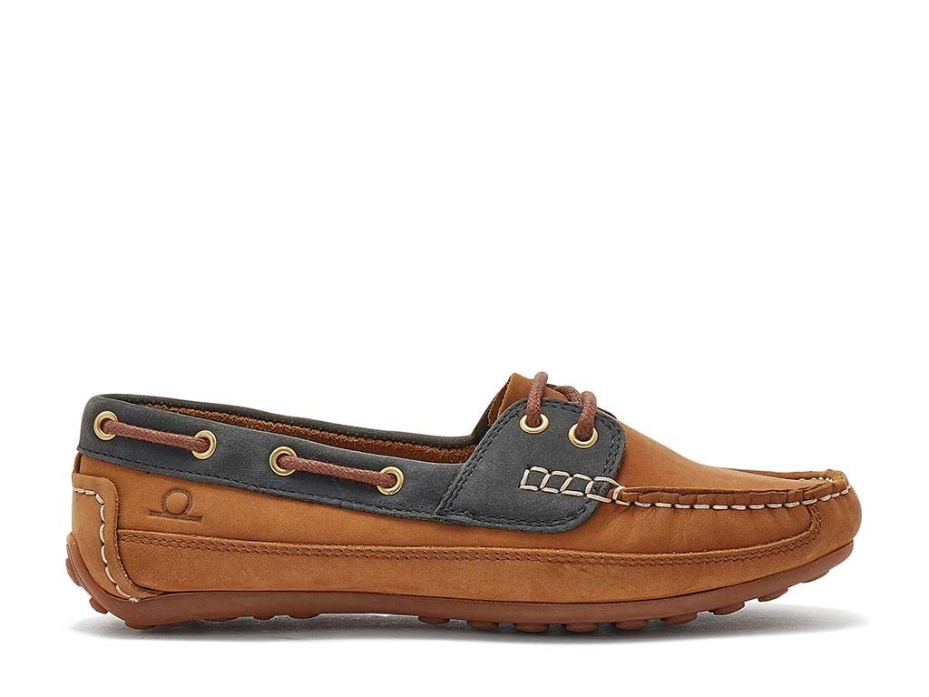 Chatham Cromer Nubuck Driving Moccasins - Tan/Navy