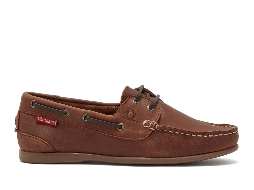 Chatham Penang Lady Leather Boat Shoes - Dark Tan