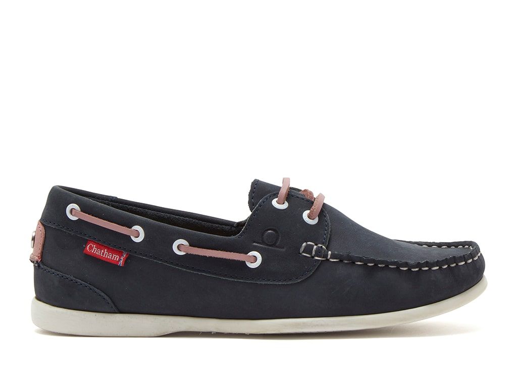 Chatham Penang Lady Leather Boat Shoes - Navy/Pink